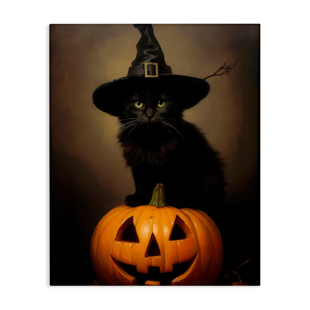 Stupell Industries Black Cat on Pumpkin Canvas, design by LSR Design Studio